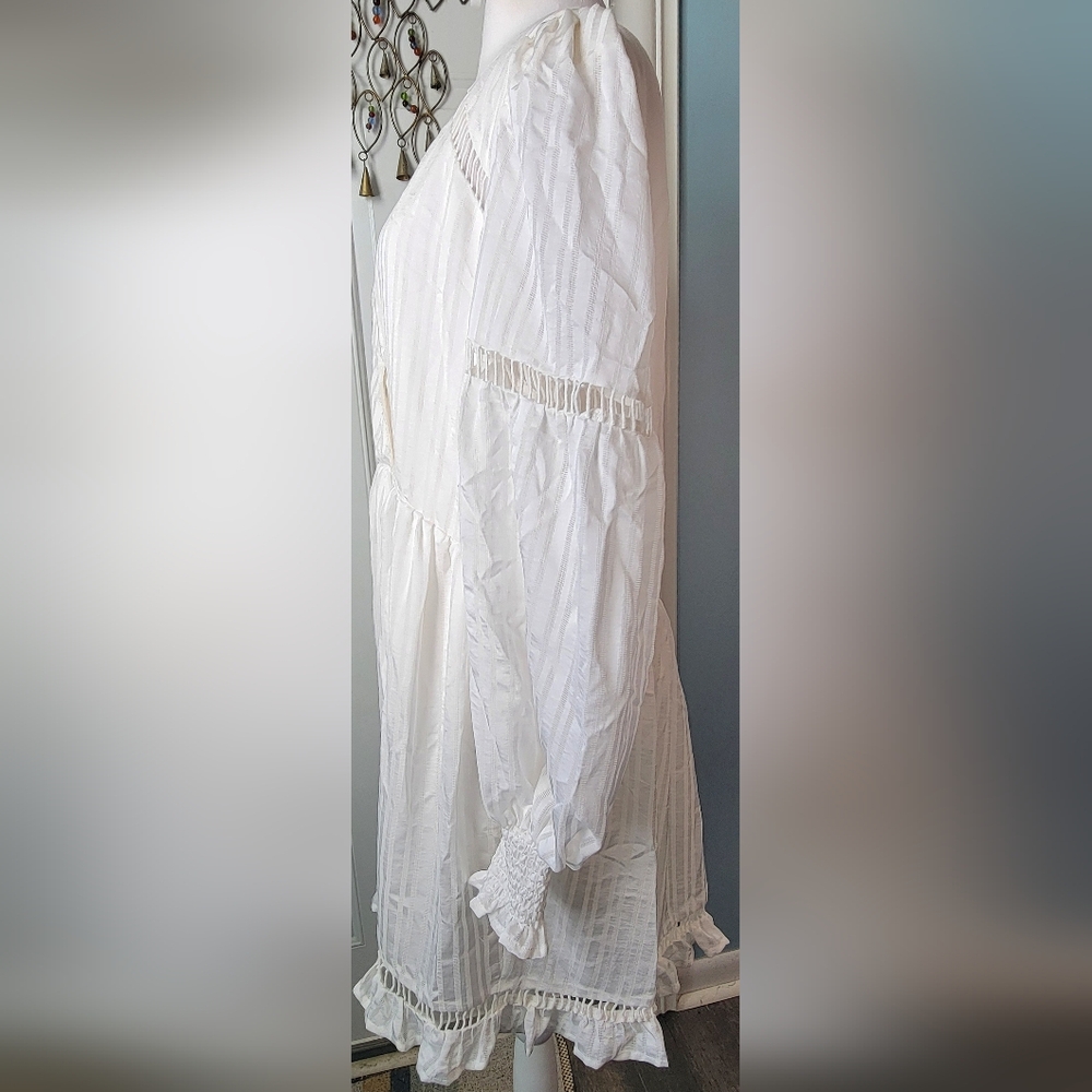 House of Harlow 1960 X Revolove Maxine Mini Dress Women's L Eggshell Puff Sleeve - Picture 4 of 15